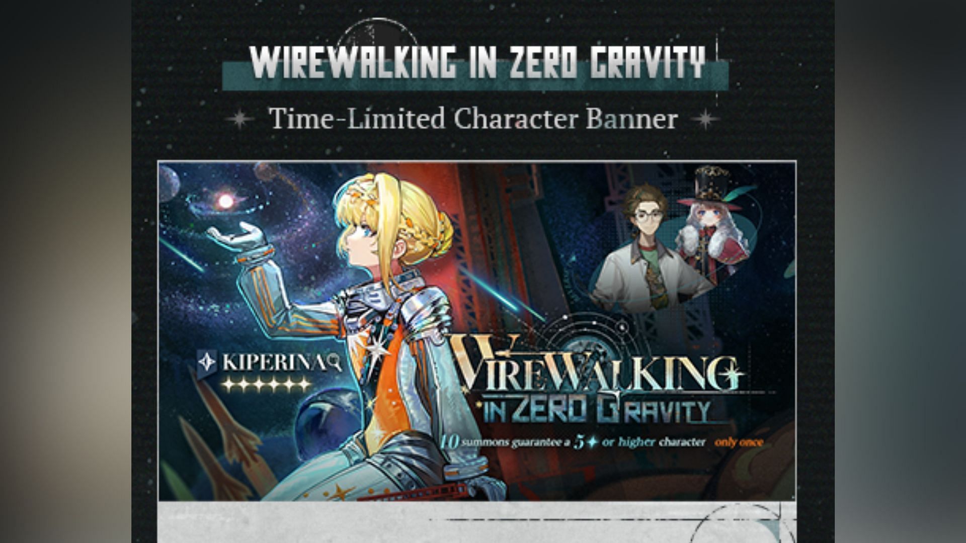 Wirewalking in Zero Gravty banner (Image via Bluepoch)